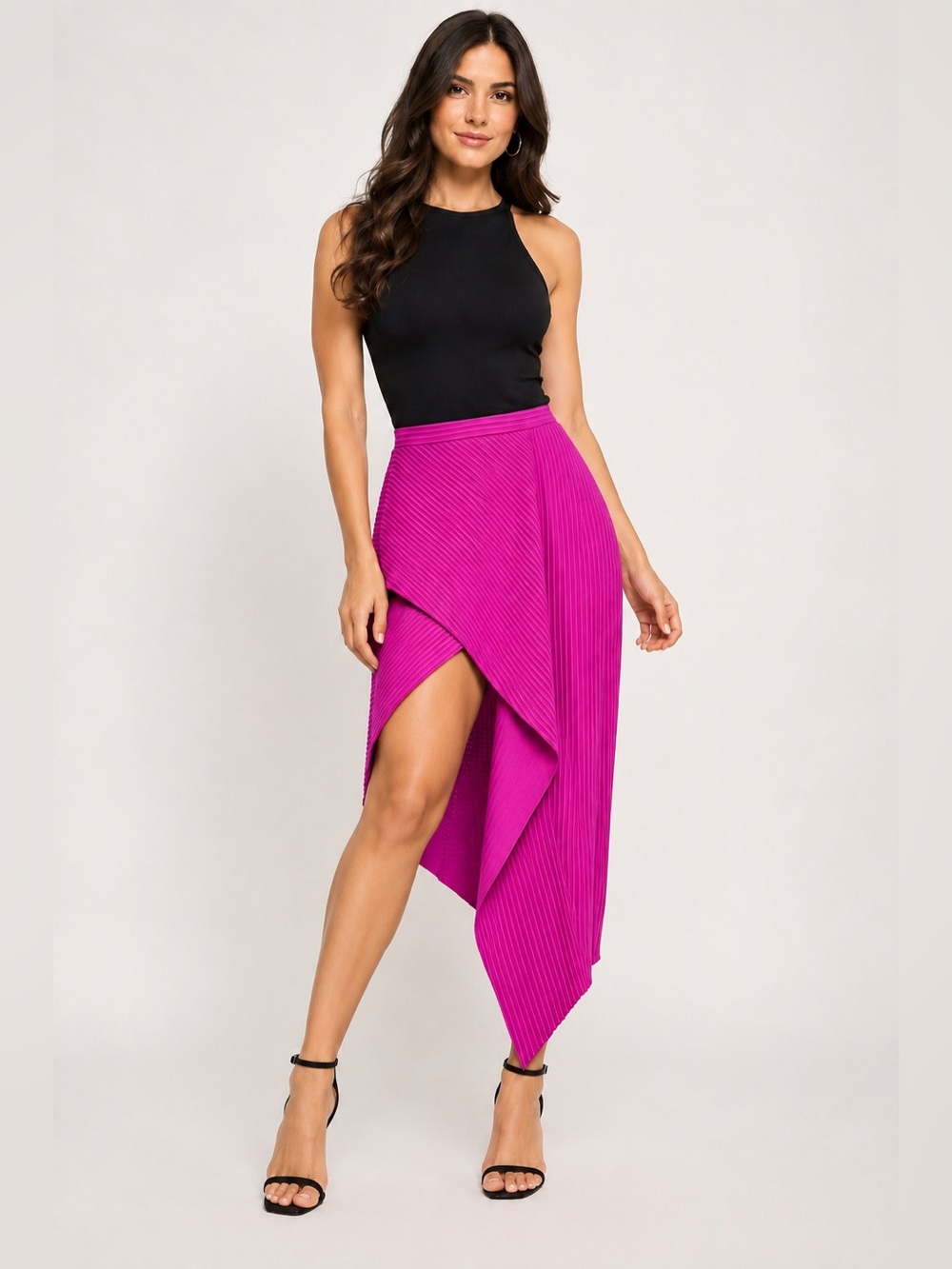 ✨ ASOS Pink Asymmetrical Pleated Midi Skirt Size 6 US